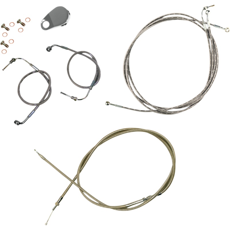 LA CHOPPERS Handlebar Cable/Brake Line Kit – Quick Connect – Mini Ape Hanger Handlebars – Stainless Steel LA-8157KT-08