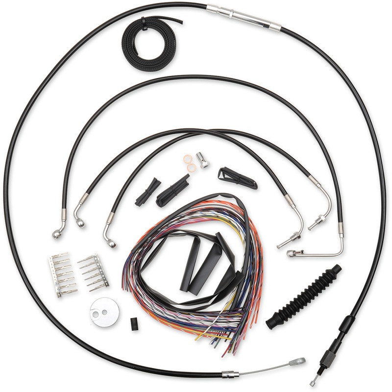 LA CHOPPERS Handlebar Cable/Brake Line Kit – Complete – 12 – 14 Handlebars – Black Vinyl LA-8012KT2-13B