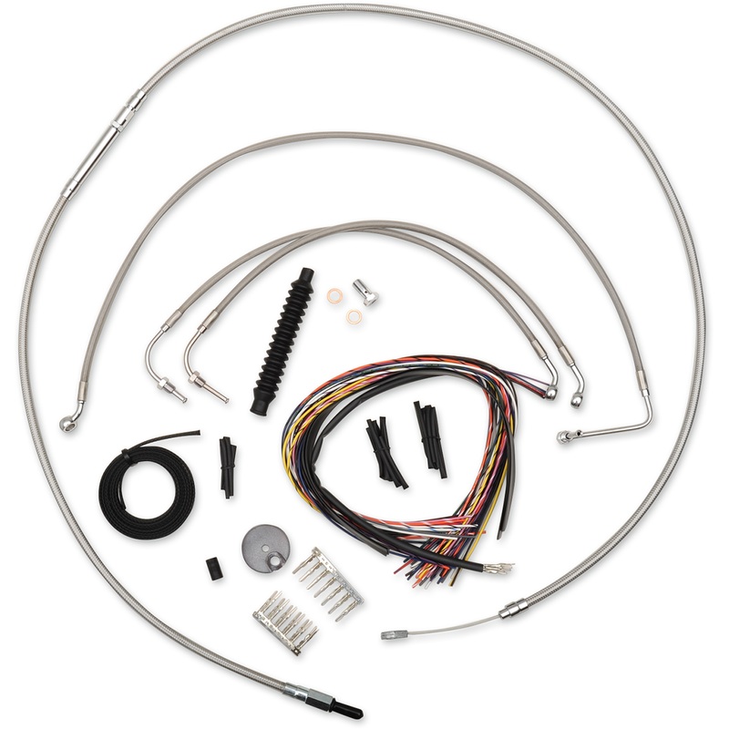 LA CHOPPERS Handlebar Cable/Brake Line Kit – Complete – 12 – 14 Handlebars – Stainless LA-8010KT2-13