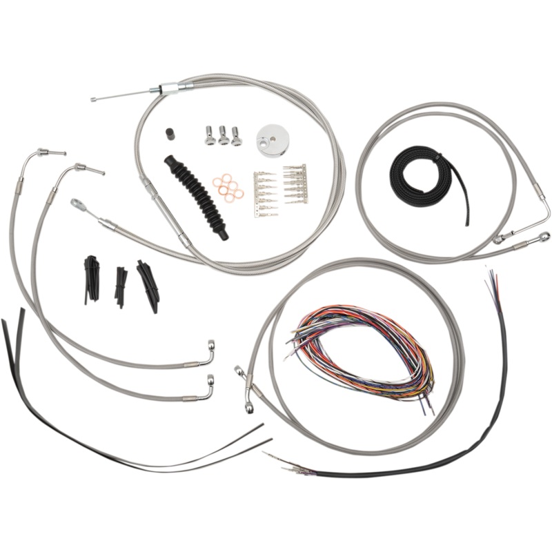 LA CHOPPERS Handlebar Cable/Brake Line Kit – Complete – 12 – 14 Handlebars – Stainless LA-8051KT2-13