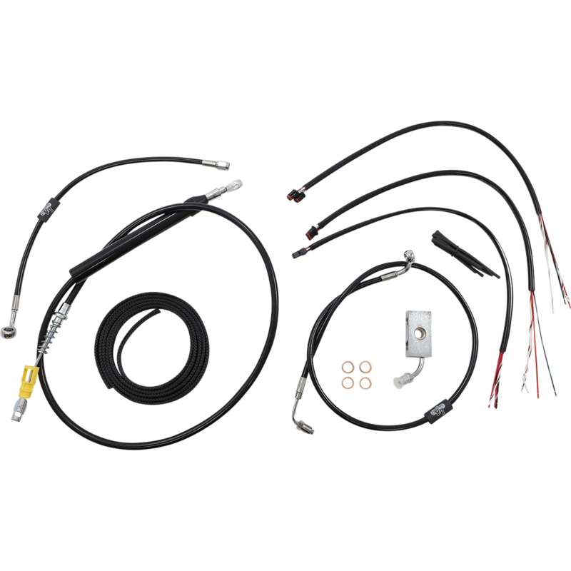 LA CHOPPERS Handlebar Cable/Brake Line Kit – Quick Connect – Complete – 15 – 17 Handlebars – Black LA-8155KT2-16B