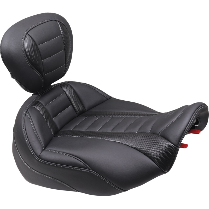 MUSTANG Deluxe Touring Solo Seat – Gun Metal Stitch – FLT/FLH ’23-’24 89401GM
