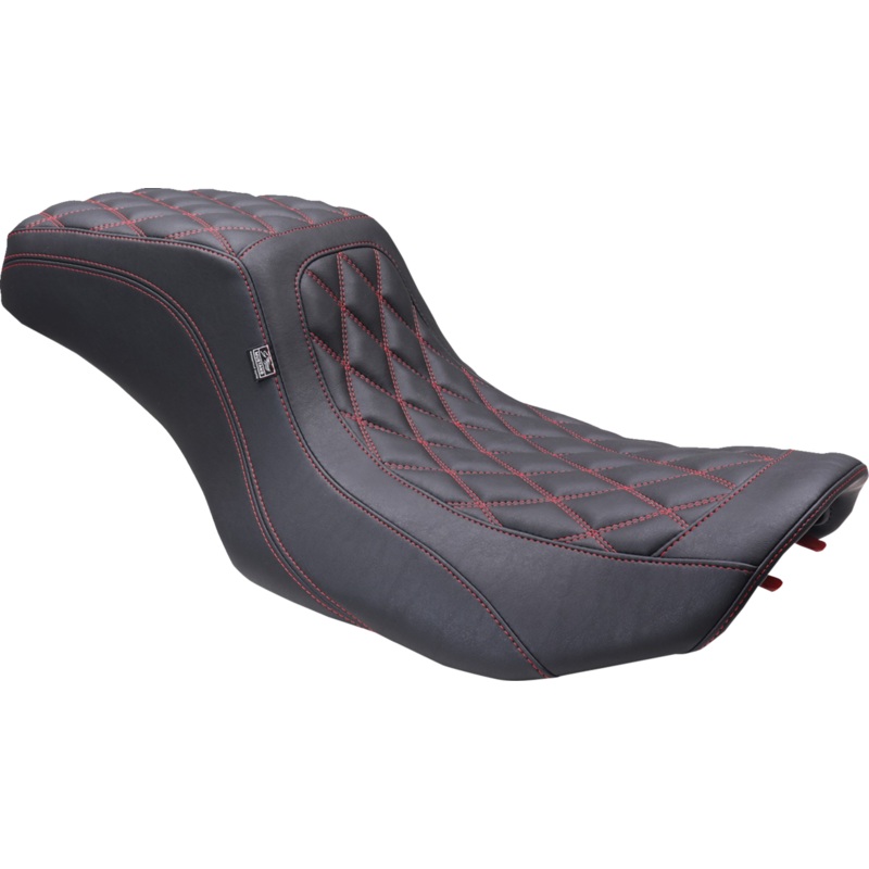 MUSTANG One Piece 2-Up Squareback Seat – Double Diamond – Black Cherry Stitch – FLH/FLT ’23-’24 88415DC