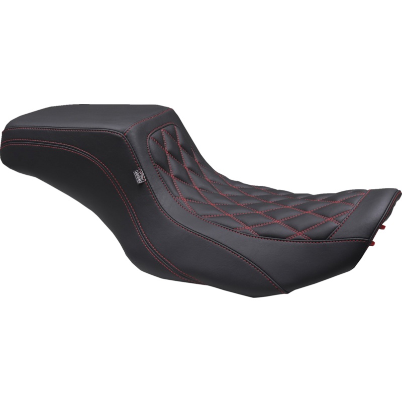 MUSTANG One Piece 2-Up Squareback Seat – Double Diamond – Black Cherry Stitch – FLH/FLT ’23-’24 88416DC