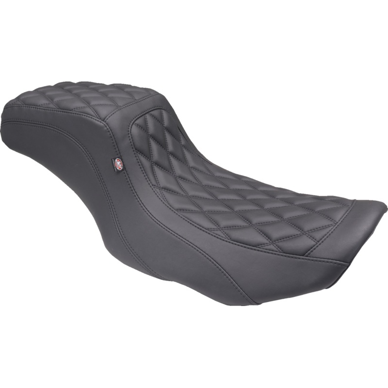 MUSTANG One Piece 2-Up Squareback Seat – Double Diamond – Black Stitch – FLH/FLT ’23-’24 88415