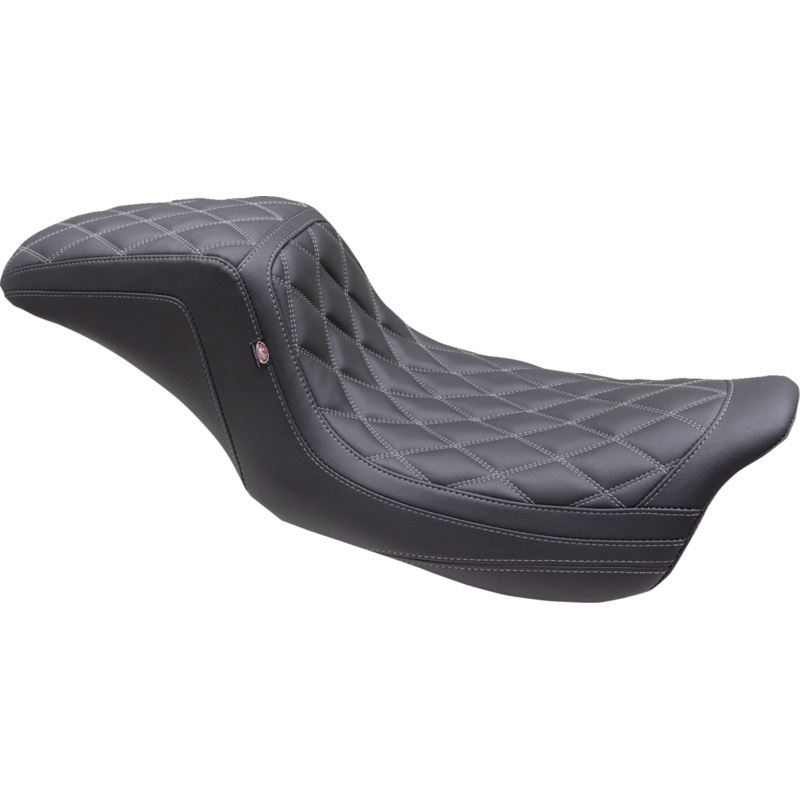 MUSTANG One Piece 2-Up Squareback Seat – Double Diamond – Gun Metal Stitch – FL ’08-’24 75299GM