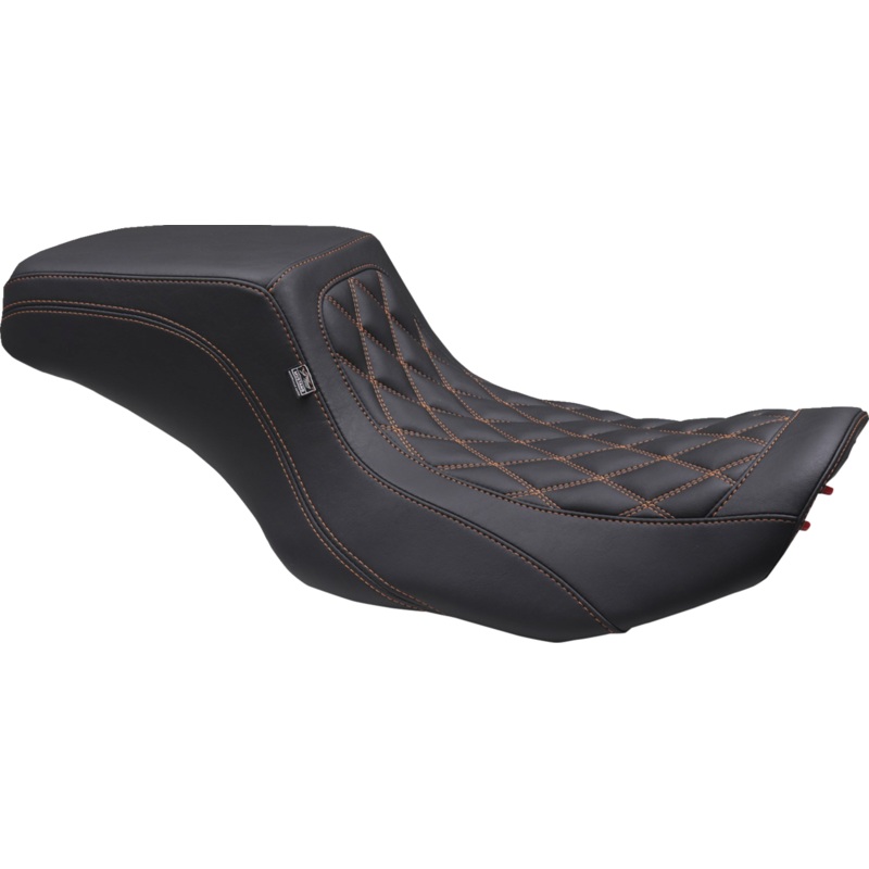 MUSTANG One Piece 2-Up Squareback Seat – Double Diamond – Orange Stitch – FLH/FLT ’23-’24 88416MO