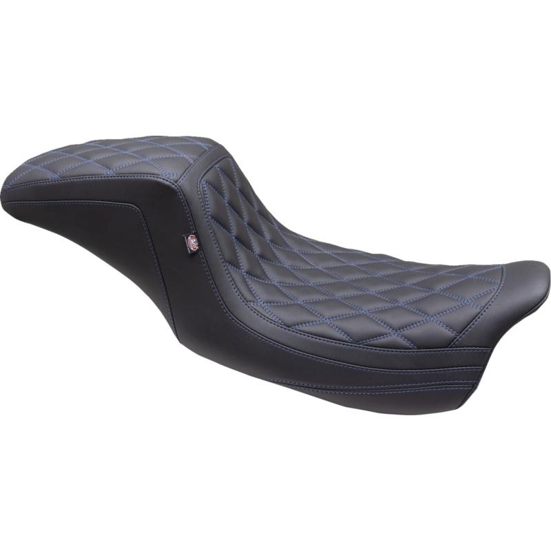 MUSTANG One Piece 2-Up Squareback Seat – Double Diamond – Sky Blue Stitch – FL ’08-’24 75299SB