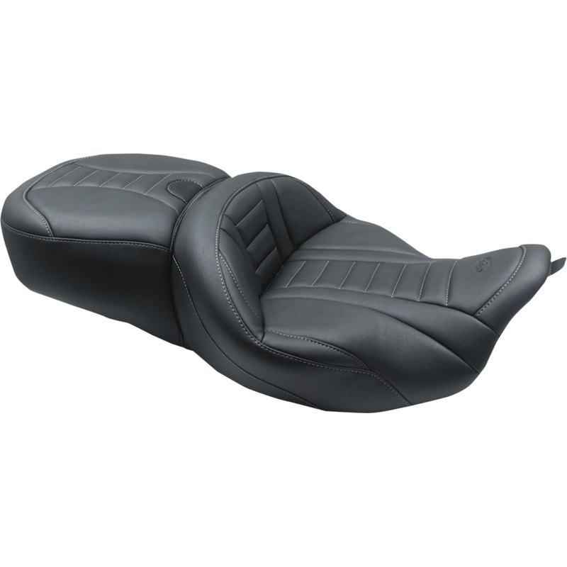 MUSTANG One-Piece Deluxe Touring Seat – Black w/ Gun Metal Stitching 79006GM