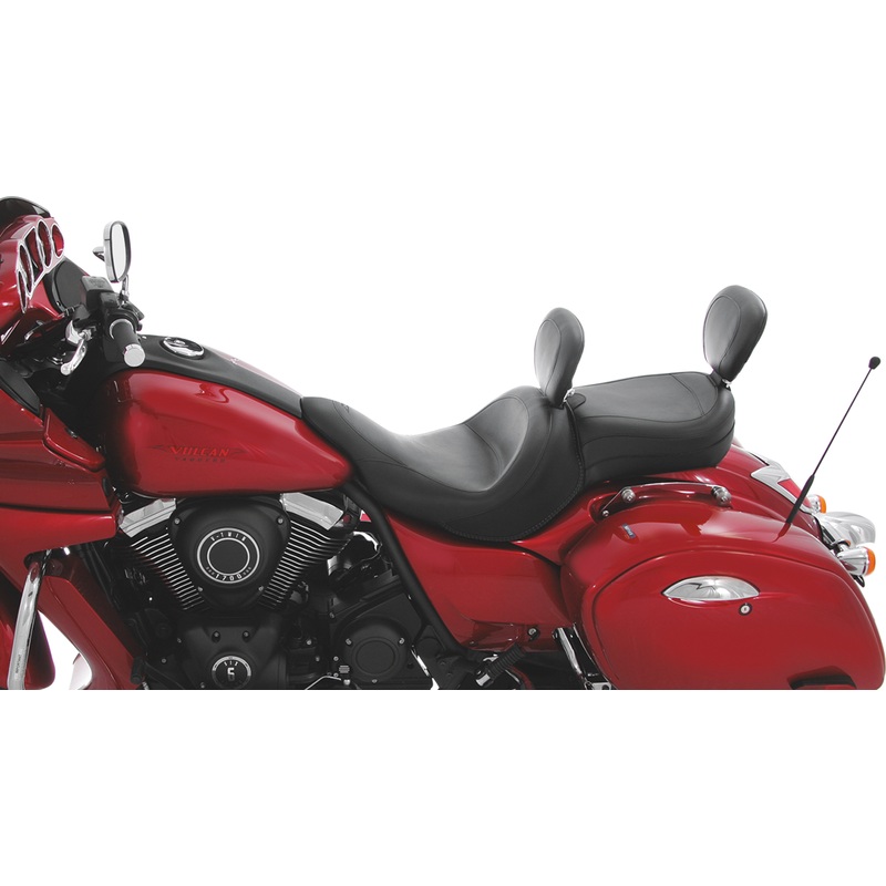 MUSTANG Seat – Vintage – Wide – Touring – With Driver Backrest – One-Piece – Smooth – Black – Vaquero 79688