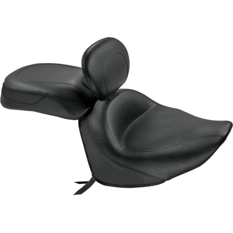 MUSTANG Seat – Vintage – Wide – Touring – With Driver Backrest – Two-Piece – Smooth – Black – Raider 79551