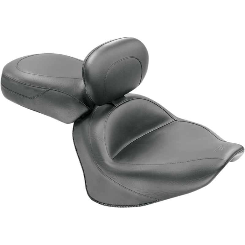 MUSTANG Seat – Vintage – Wide – Touring – With Driver Backrest – Two-Piece – Smooth – Black – VStar 1300 79477