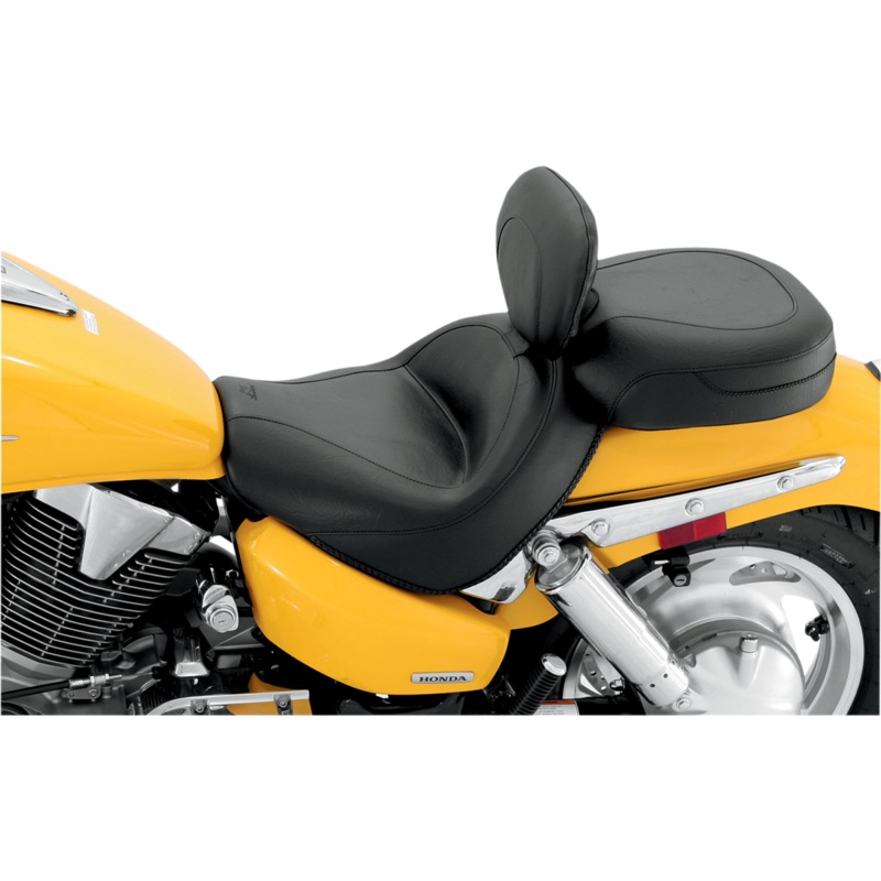 MUSTANG Seat – Vintage – Wide – Touring – With Driver Backrest – Two-Piece – Smooth – Black – VTX1300 79561