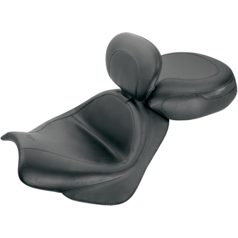 MUSTANG Seat – Vintage – Wide – Touring – With Driver Backrest – Two-Piece – Smooth – Black – VTX18 79341