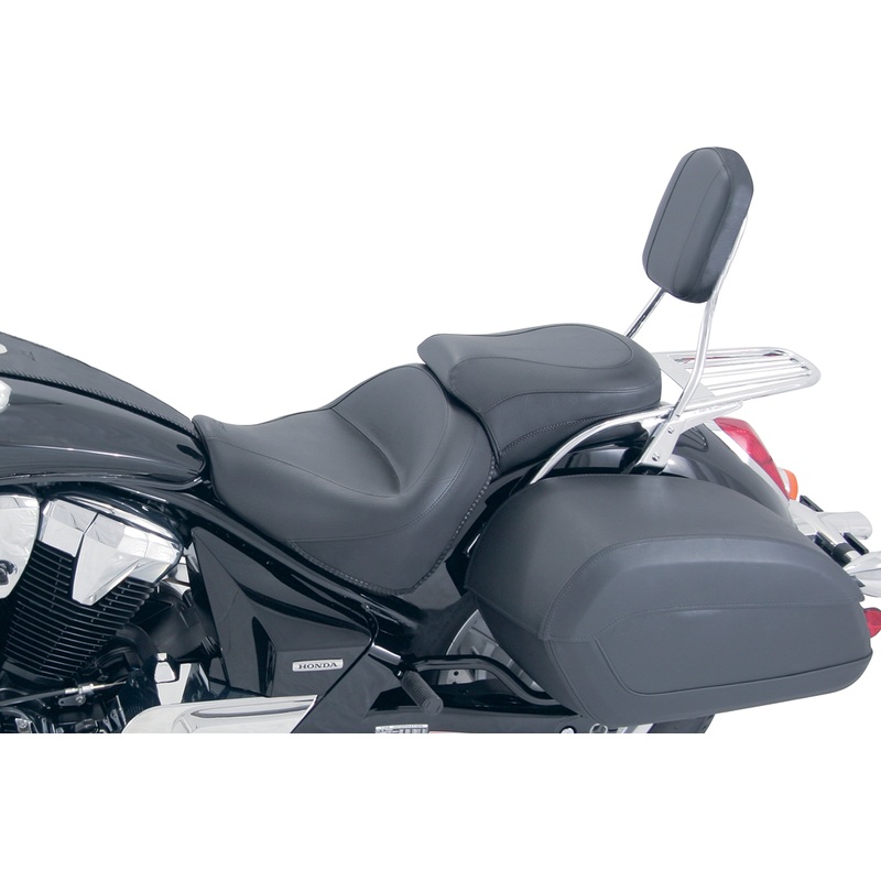 MUSTANG Seat – Vintage – Wide – Touring – Without Driver Backrest – One-Piece – Smooth – Black 76641