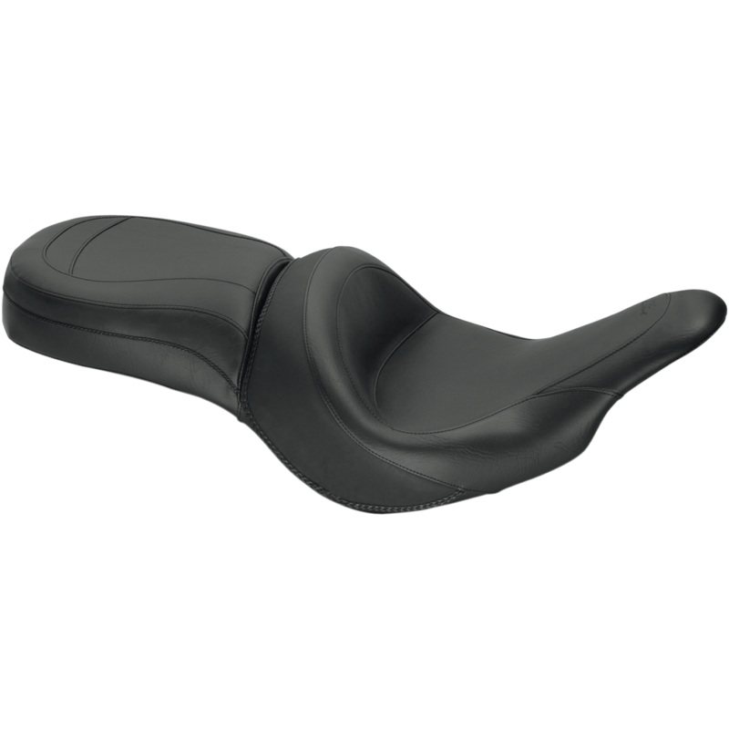 MUSTANG Seat – Vintage – Wide – Touring – Without Driver Backrest – One-Piece – Smooth – Black – Vaquero 76287
