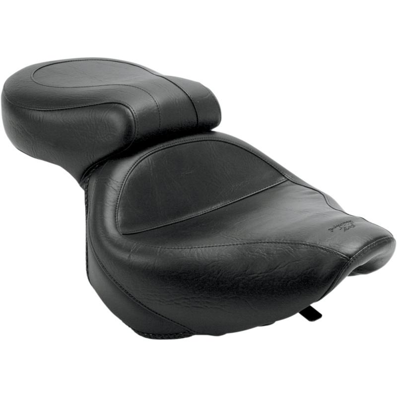 MUSTANG Seat – Vintage – Wide – Touring – Without Driver Backrest – One-Piece – Smooth – Black VT750 75105