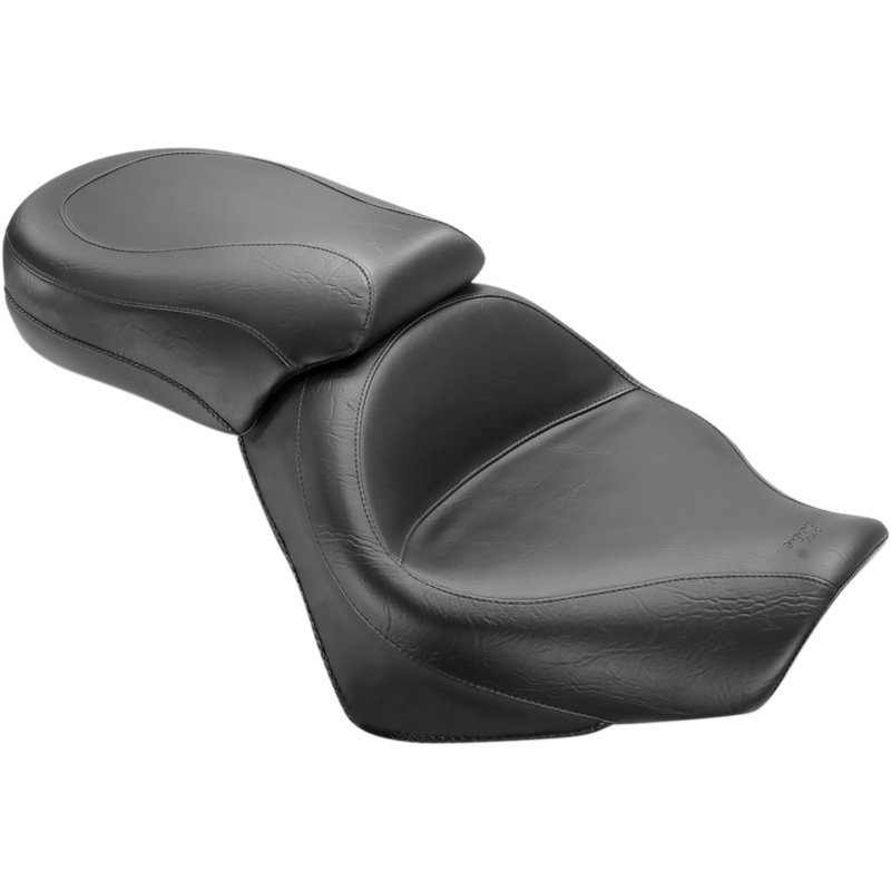 MUSTANG Seat – Vintage – Wide – Touring – Without Driver Backrest – Two-Piece – Smooth – Black 76161