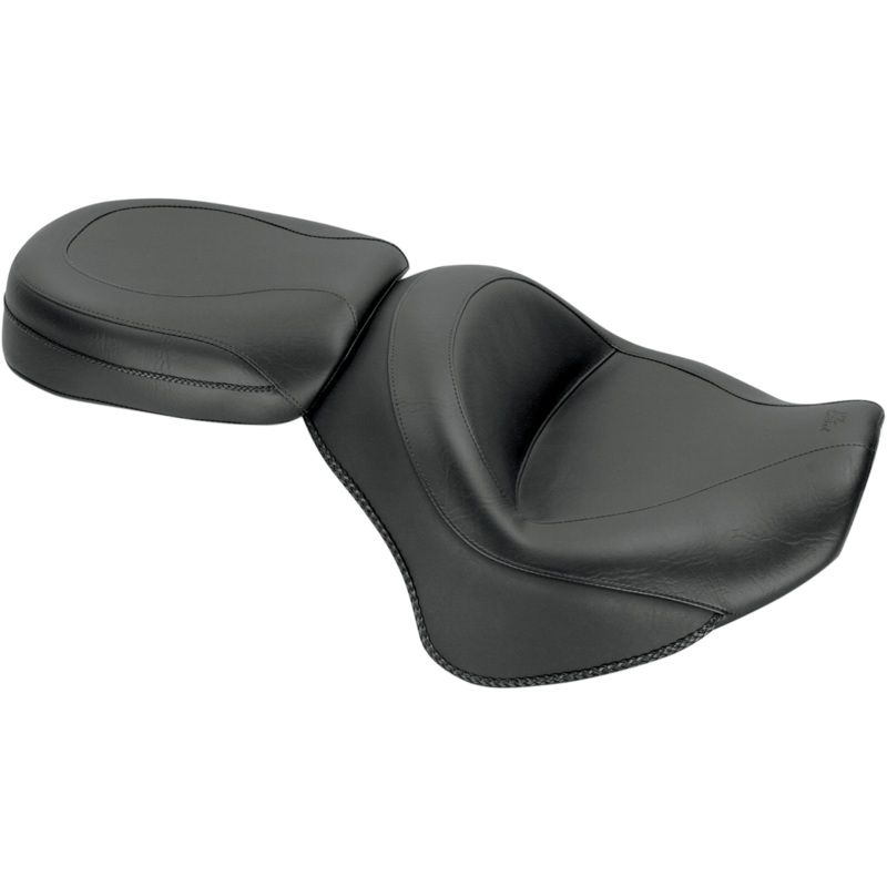 MUSTANG Seat – Vintage – Wide – Touring – Without Driver Backrest – Two-Piece – Smooth – Black – Stryker 76661