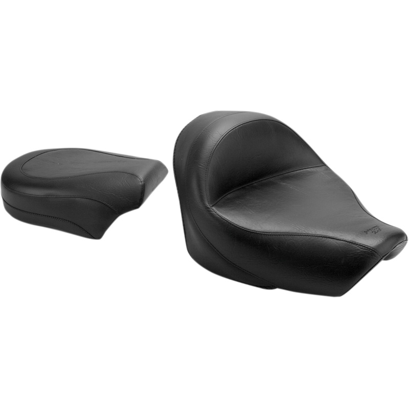 MUSTANG Seat – Vintage – Wide – Touring – Without Driver Backrest – Two-Piece – Smooth – Black – VT750 76521
