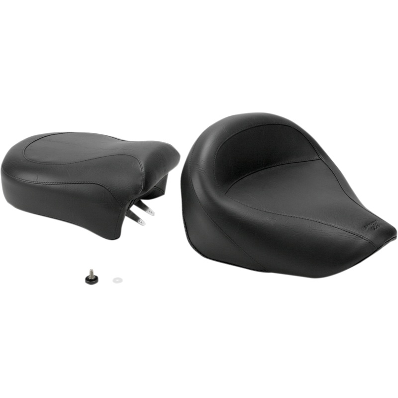 MUSTANG Seat – Vintage – Wide – Touring – Without Driver Backrest – Two-Piece – Smooth – Black – VZ800 75818