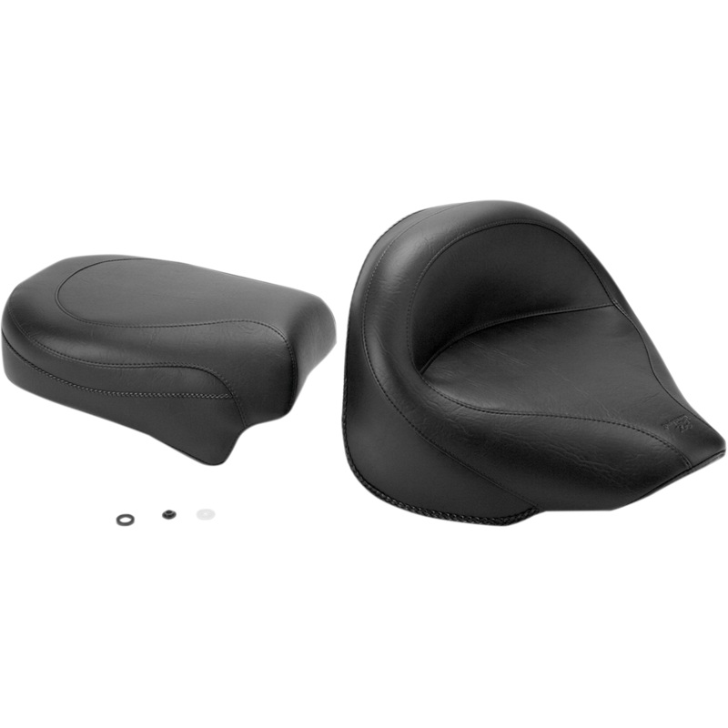 MUSTANG Seat – Vintage – Wide – Touring – Without Driver Backrest – Two-Piece – Smooth – Black – XVS 75279