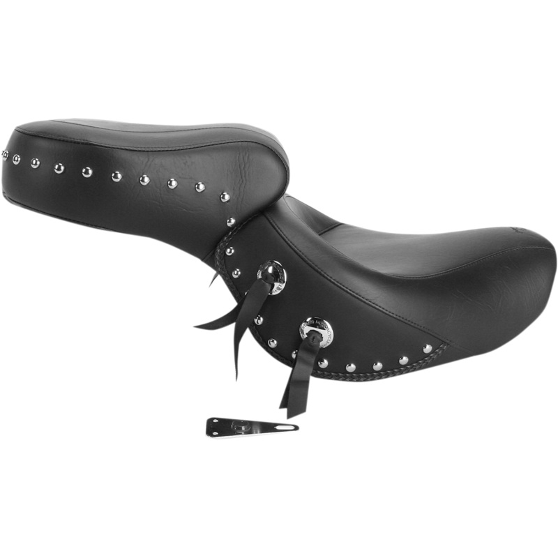 MUSTANG Seat – Wide – Touring – Without Backrest – One-Piece – Chrome Studded – Black w/Conchos – VT1100 75008