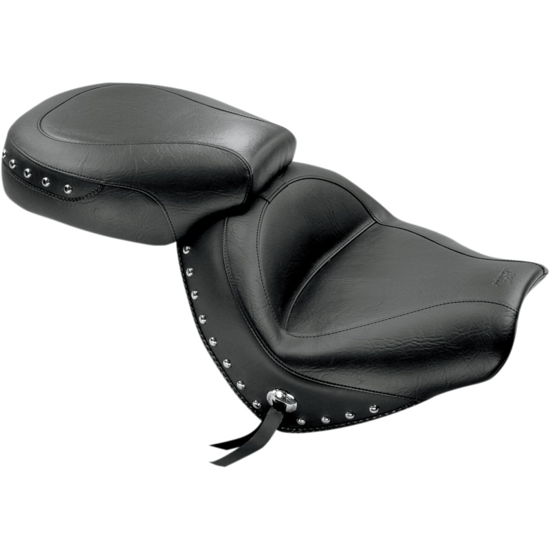 MUSTANG Seat – Wide – Touring – Without Backrest – Two- Piece – Chrome Studded – Black w/Conchos – VTX1300C 76190