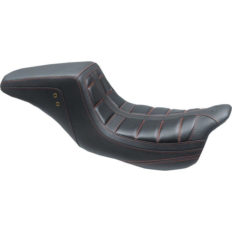 MUSTANG Squareback One-Piece Seat – Tuck and Roll – Black w/ American Beauty Red Stitching 75239AB