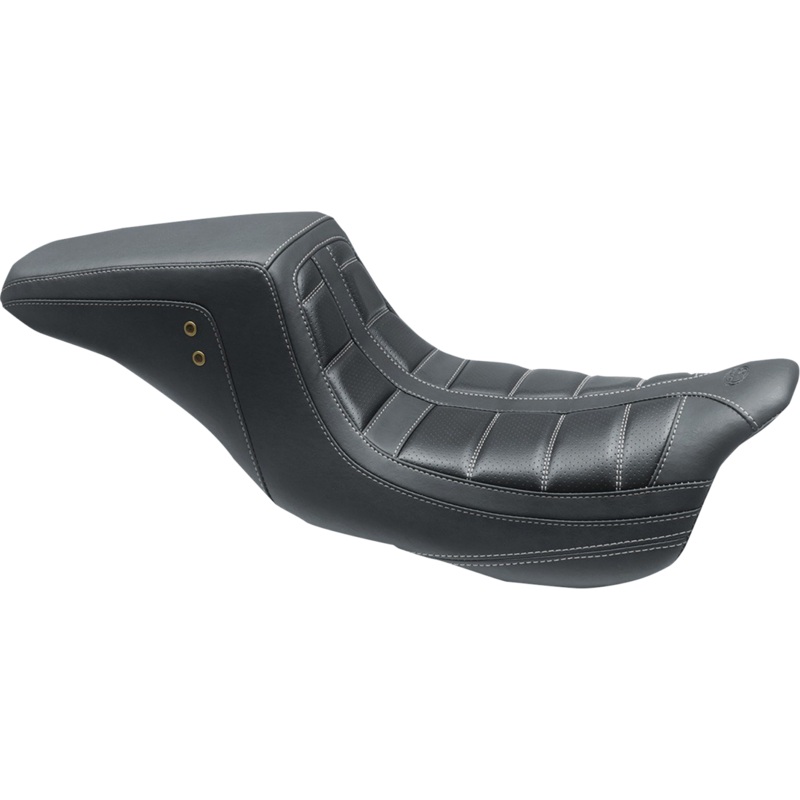 MUSTANG Squareback One-Piece Seat – Tuck and Roll – Black w/ Gun Metal Stitching 75239GM