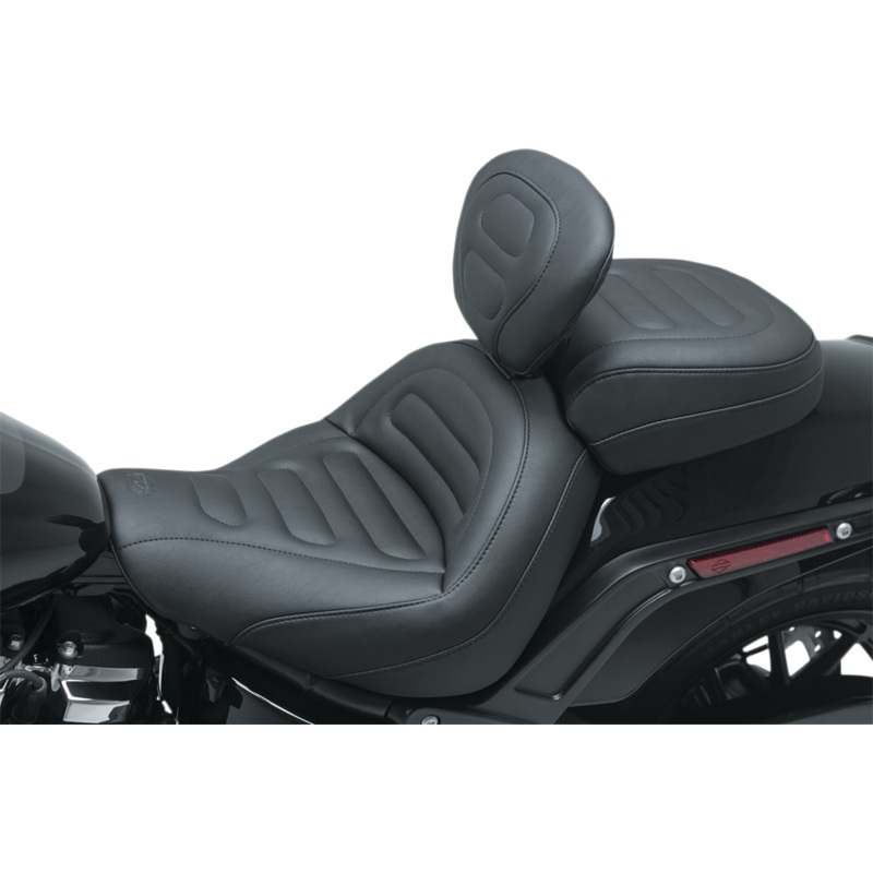 MUSTANG Max Profile Solo Touring Seat – with Driver Backrest – Black – Trapezoid Stitch – FXFB/FXFBS 79334