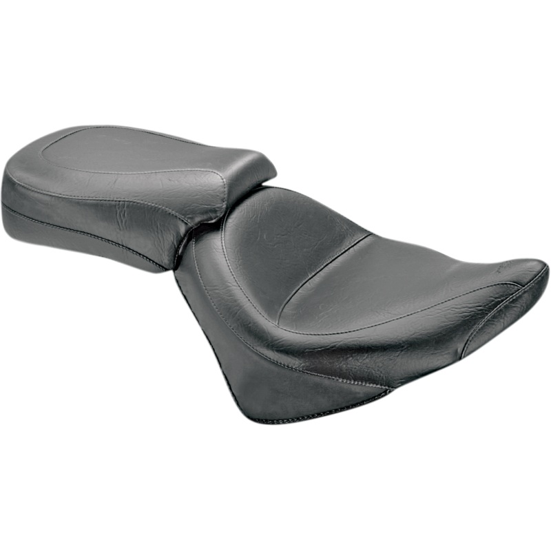MUSTANG Seat – Vintage – Wide – Touring – Without Driver Backrest – Two-Piece – Smooth – Black – Vegas 76511
