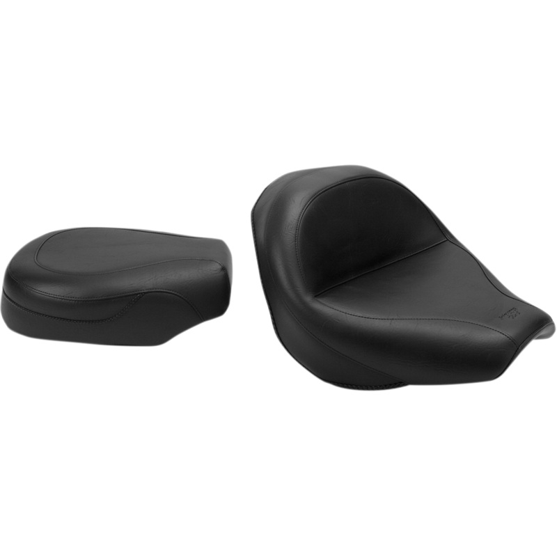 MUSTANG Seat – Vintage – Wide – Touring – Without Driver Backrest – Two-Piece – Smooth – Black – VTX1300 75907