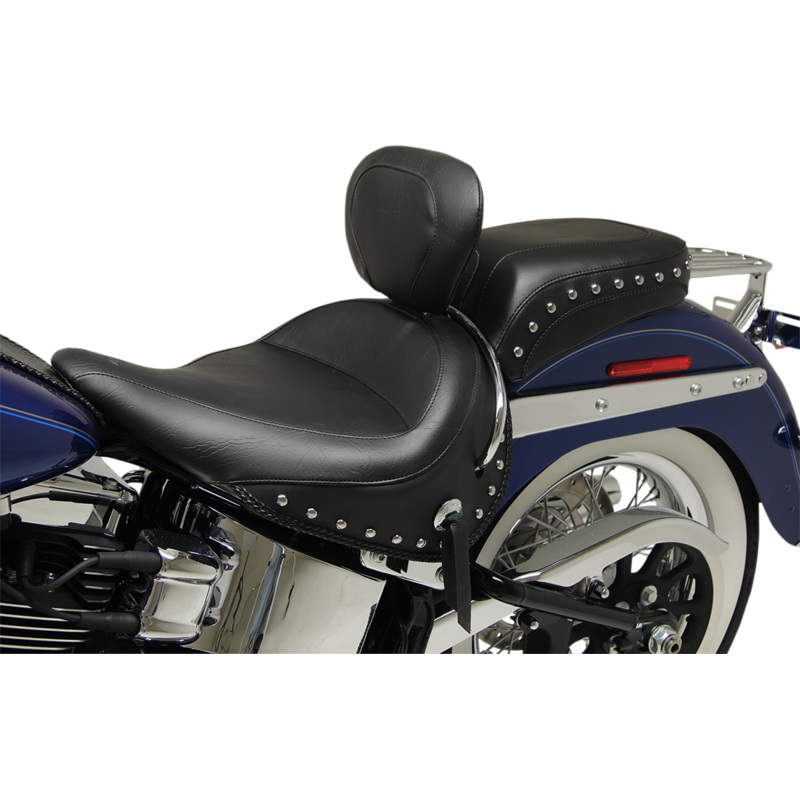 MUSTANG Wide Solo Seat – With Backrest – Black – Studded W/Concho 79913