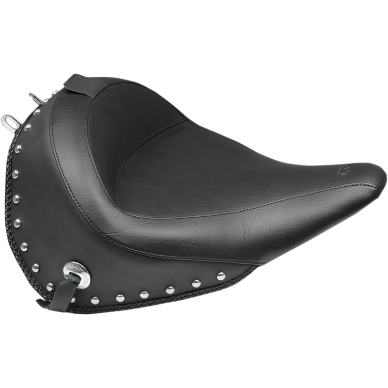 MUSTANG Wide Solo Seat – With Backrest – Black – Studded W/Concho 79915