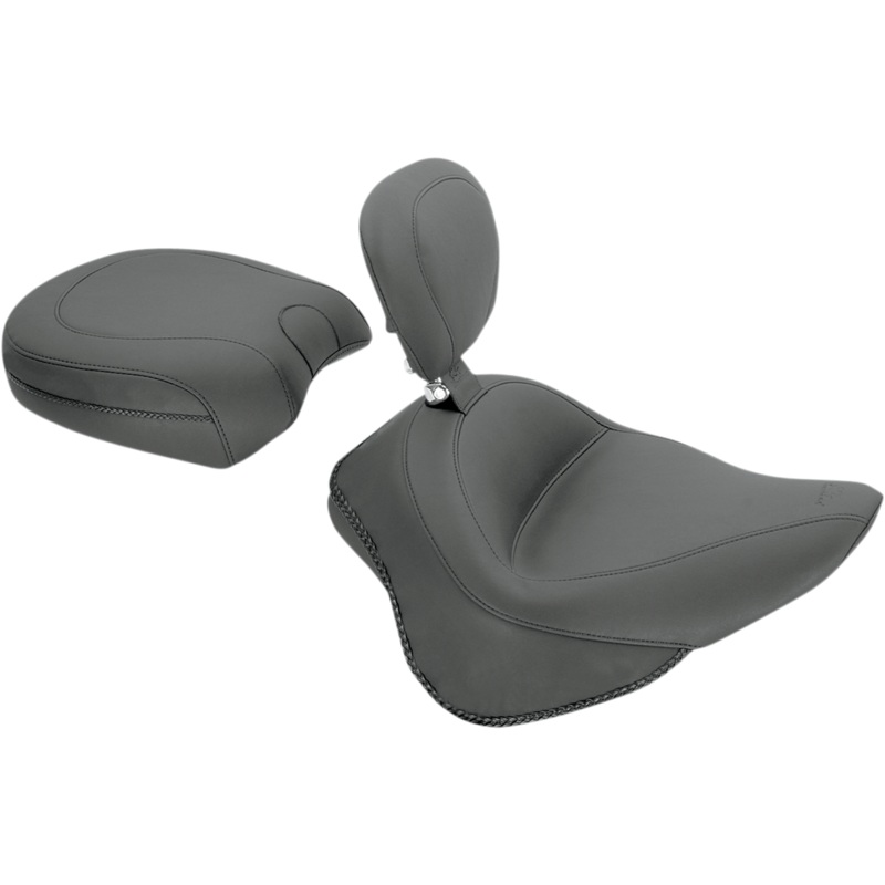 MUSTANG Wide Solo Seat – With Backrest – Vintage – Black – Smooth 79742