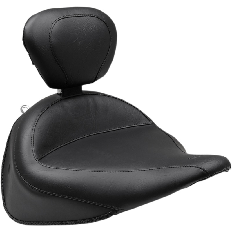 MUSTANG Wide Solo Seat – With Backrest – Vintage – Black – Smooth 79916