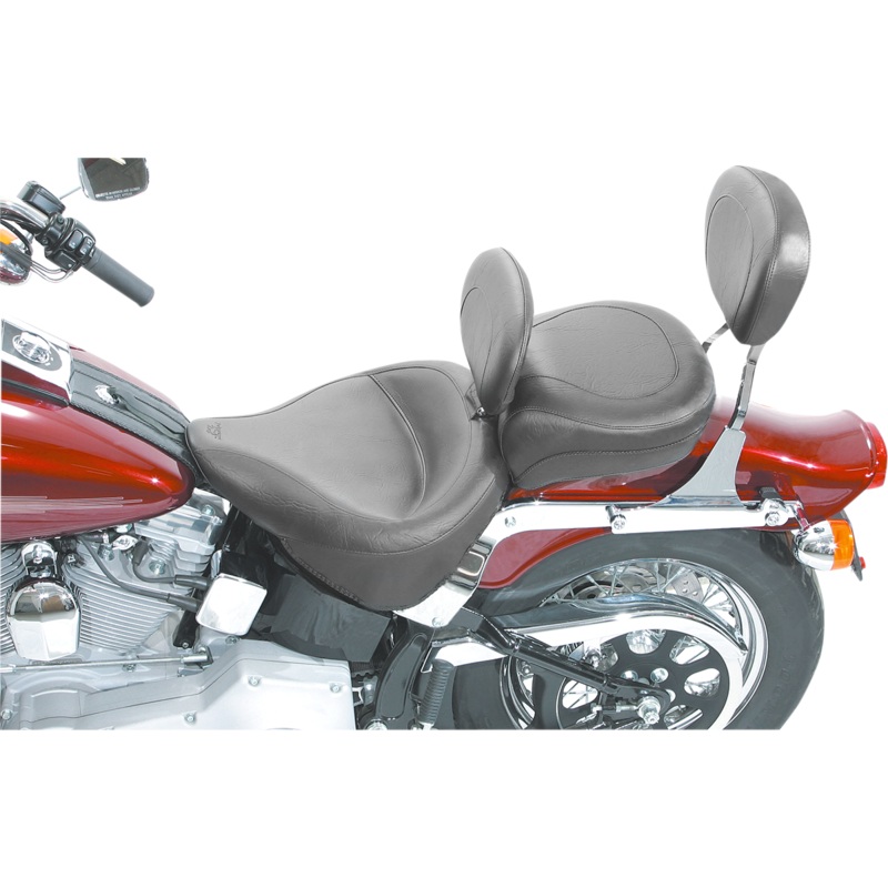 MUSTANG Wide Solo Seat – With Backrest – Vintage – Black – Smooth – FLST ’00-’05 79121