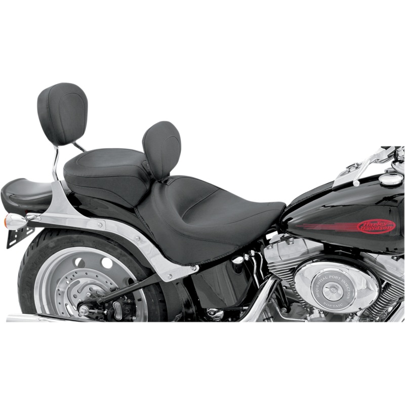 MUSTANG Wide Solo Seat – With Backrest – Vintage – Black – Smooth – Softail ’06-’17 79530