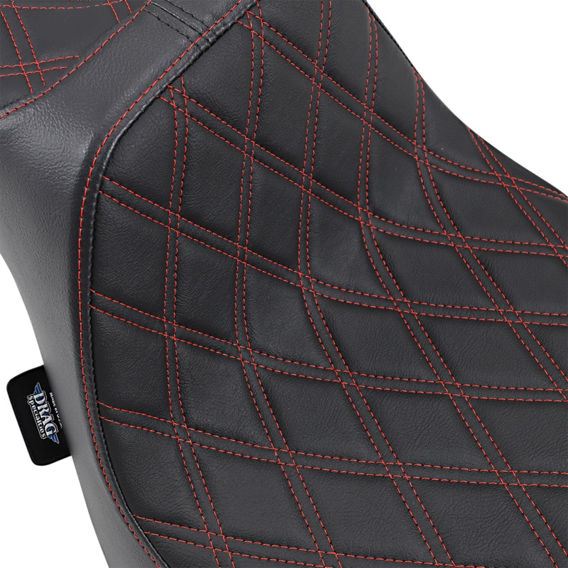 DRAG SPECIALTIES SEATS Predator III Seat – Double Diamond – Red Stitched – FXFB Predator III Seat