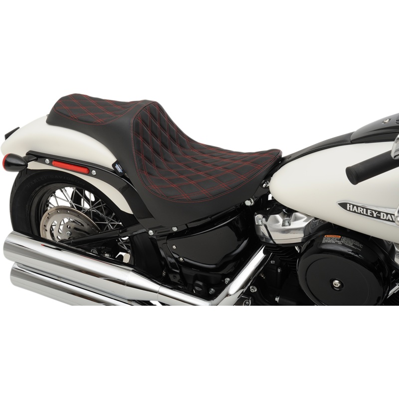DRAG SPECIALTIES SEATS Predator III Seat – Double Diamond – Red Thread -Softail Predator III Seat