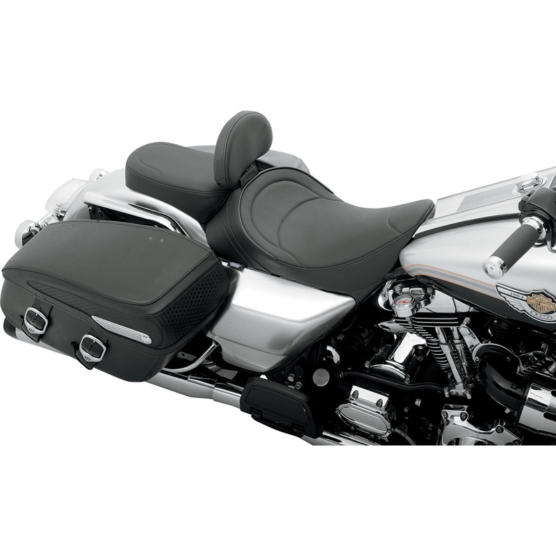 DRAG SPECIALTIES SEATS Solo Seat – Mild Stitched – Driver Backrest – FLH ’97-’07 Backrest Compatible Solo Seat  Mild Stitched