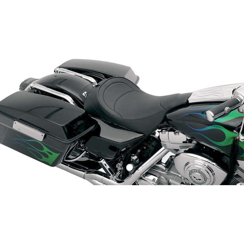 DRAG SPECIALTIES SEATS Solo Seat – Mild Stitched – Driver Backrest – FLT ’97-’07 Backrest Compatible Solo Seat  Mild Stitched