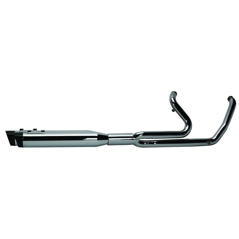 Two Brothers Racing (2017-20) Touring 2-1 Ghost Full System – Chrome w/ Black Slash-Cut Endcap and Ghost Pipe
