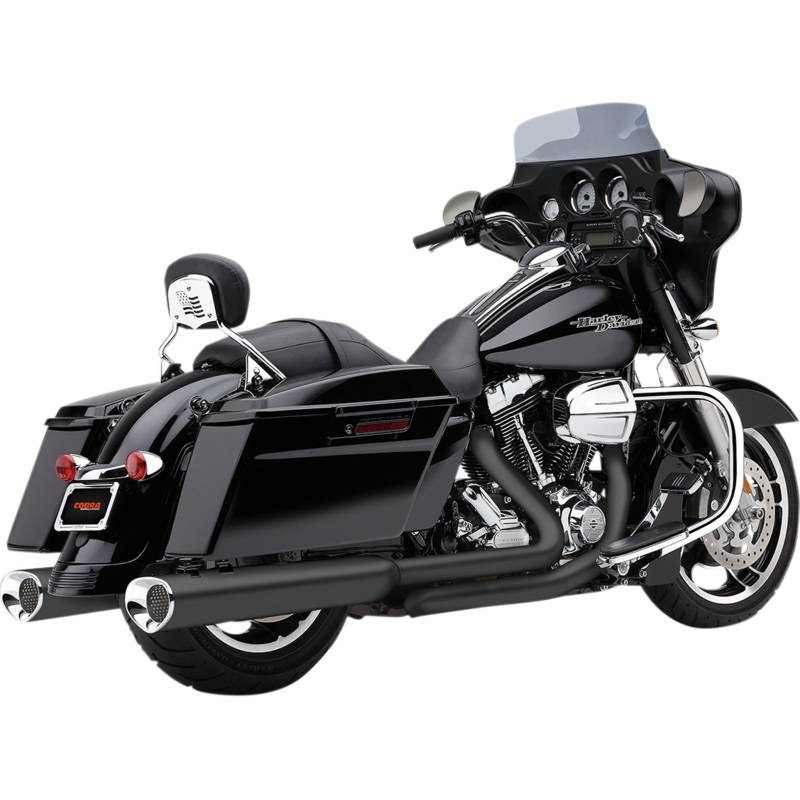 COBRA Tri Flo Mufflers for ’95-’16 Bagger – Black 6212RB