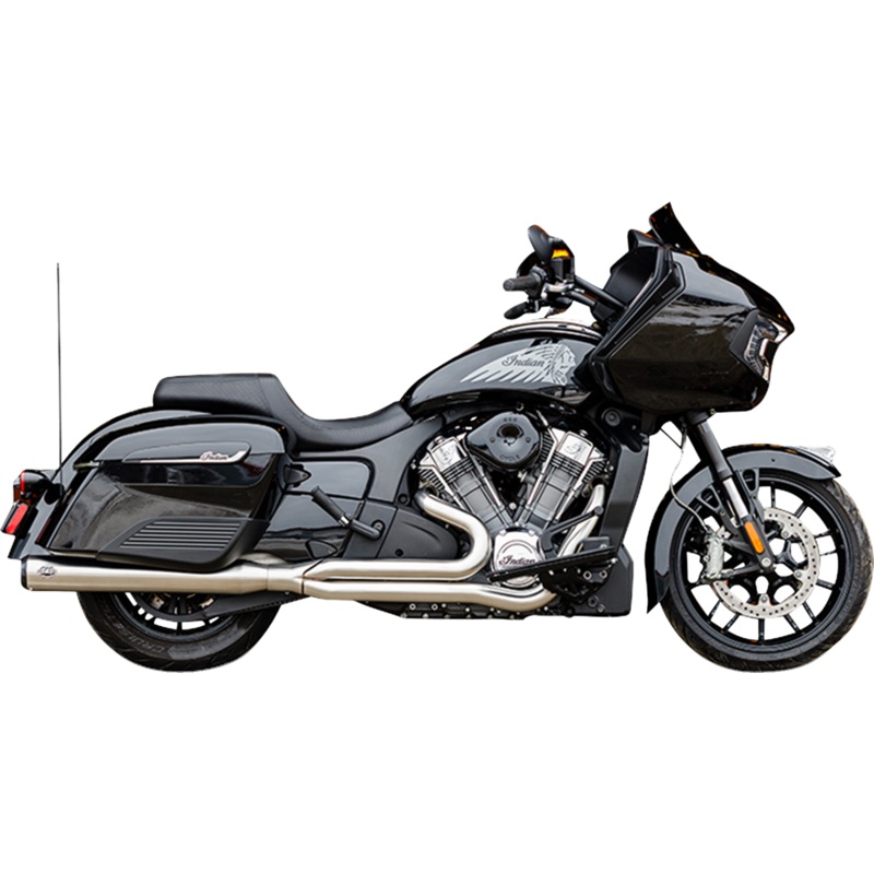 S&S CYCLE 2-into-1 Qualifier Exhaust System – Brushed Stainless Steel – Race Only – Indian with PowerPlus 550-1130