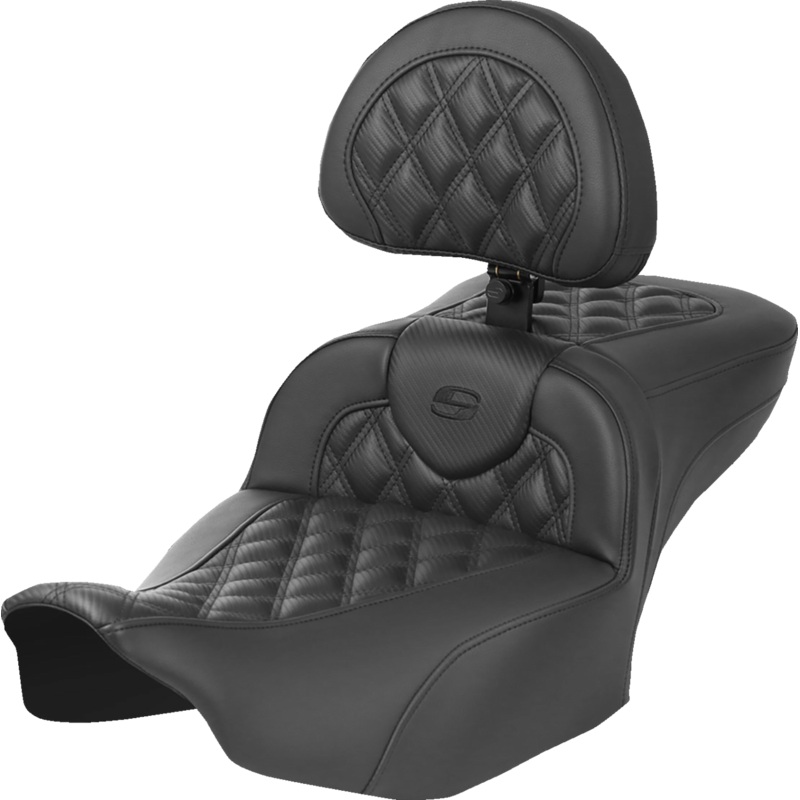 SADDLEMEN Heated RoadSofa* Seat – Exended Reach – Lattice Stitch – w/ Backrest – FLT/FLH *23-*24 823-07-207C0