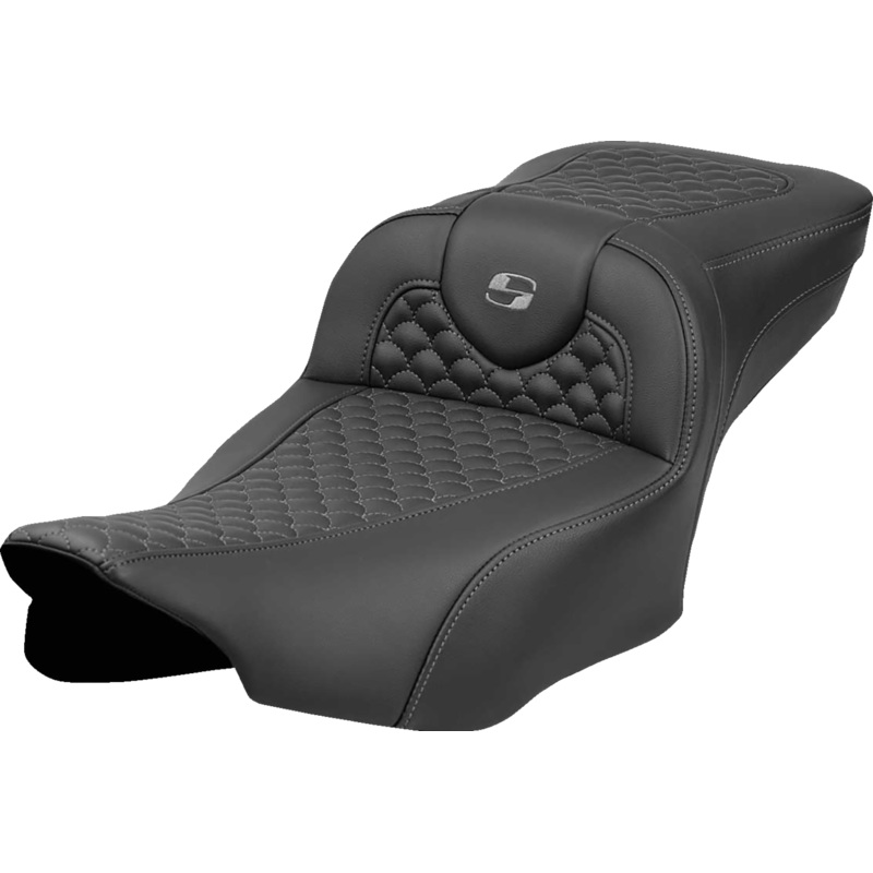 SADDLEMEN Roadsofa* Extended Reach Seat – Dragon Scale Stitch – Dark Gray Stitch – w/o Backrest – FL ’23-’24 823-07-20902