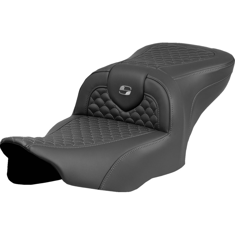 SADDLEMEN Roadsofa* Seat – Dragon Scale Stitch – Dark Gray Stitch – w/o Backrest – FLTR/FLHX ’23-’24 823-07-20802