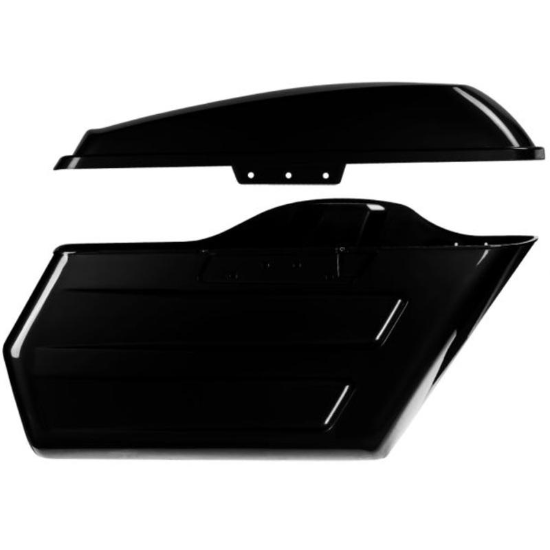 HogWorkz Vivid Black Chopped Hardline Saddlebags for Harley Touring 14-25